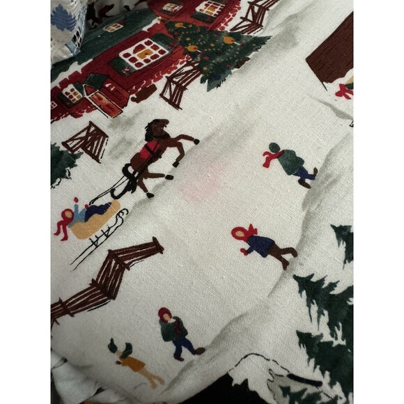 Vintage Pillow Winter Scene Christmas Ruffled Border 20” x 20” Handmade by Diane - Picture 6 of 6